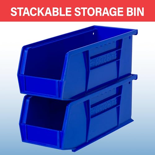 Akro-Mils 30224 AkroBins Plastic Storage Bins, Space-Saving Stackable Bins for Garage, Pantry, Craft Organization, 11" L x 4" W x 4" H, Blue, 12-Pack - color: Blue