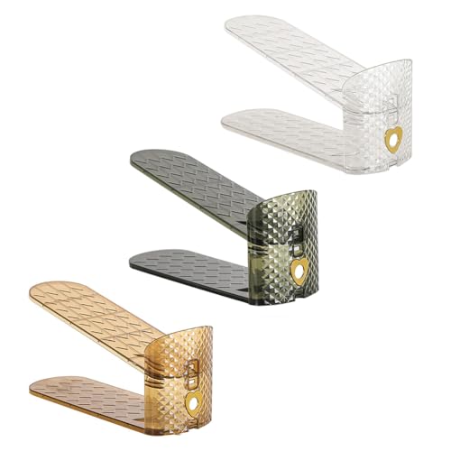 EUBUY Adjustable Shoe Slots Organizers, Space Saver Shoe Stacker Shoe Rack Holder Oraganizers, Double Layer Stack Shoe Holder for Closets and Entryways