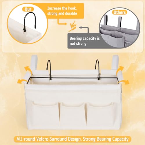 Lilithye Bedside Caddy Organizer with Fixed Straps and Water Bottle Holder for Home, College Dorm, Hospital, Crib and Bunk Bed (2pcs White) - color: 2pcs White