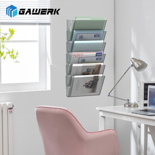 Gawerk Clear Acrylic Single Pocket, Plastic Hanging Wall Mount File Holder for Office Home (Gray, 3 Pack) - color: Gray, size: 3 Pack