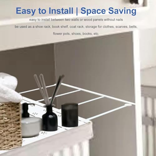 No Drilling Extendable Closet Shelf,Adjustable Metal Layered Separator Shelves DIY Divider Storage Rack for Bedroom Kitchen Wardrobe Cupboard Cabinet,1 Pack (13.8'' Wide,11.8''-17.7'' Long) - size: 11.8''-17.7'' Long