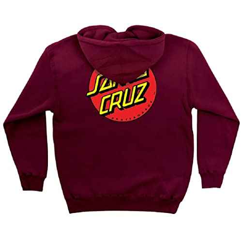 SANTA CRUZ Classic Dot Zip Hooded Heavyweight Sweatshirt Maroon Med Mens