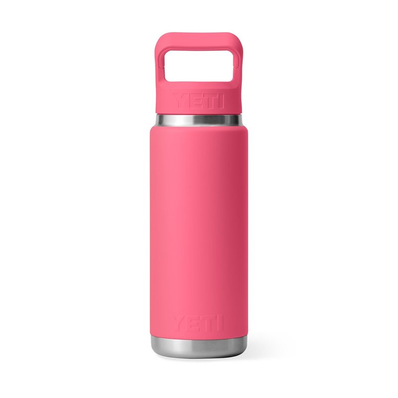 YETI Rambler 26 oz Bottle, Vacuum Insulated, Stainless Steel with Color Matching Straw Cap, Tropical Pink