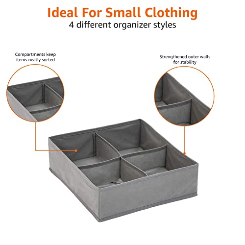 Amazon Basics Dresser Drawer Storage Organizer for Undergarments, Set of 4, Gray | Set of 4 - size: Set of 4