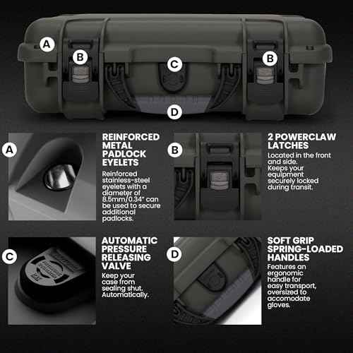 NANUK 910 Hard Case with Foam Single Sporting Gear, IP67 Waterproof Hard Storage, Made in North America Short Case with foam? (14.3¡¯¡¯ x 11.1¡¯¡¯ x 4.7¡¯¡¯)