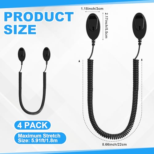4 Pack 70 Inch Magnetic Remotes Control Holder with Spring Ropes Retractable Cord Remote Holder Wall Mount Anti-Loss Remote Control Leash Wall Mount for Projector TV Fan Couch, Bedside Table - size: 70 Inch