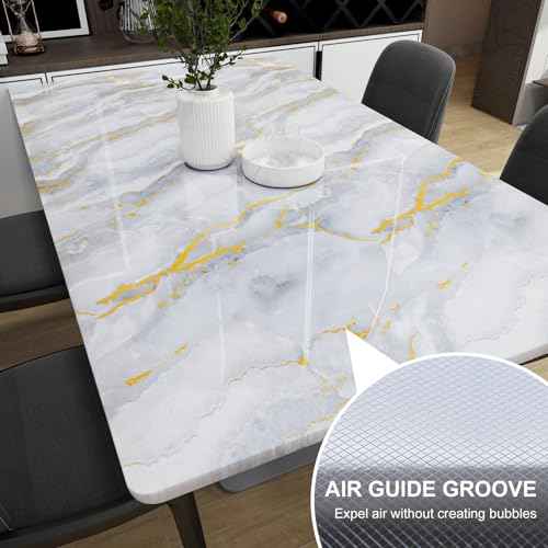 SOON AFTER Gold Marble Contact Paper Glossy Thick Peel and Stick Wallpaper Waterproof Self Adhesive Removable Wall Paper for Countertop Furniture Kitchen Bathroom. Modern Gold and White 15.7"x78.7"