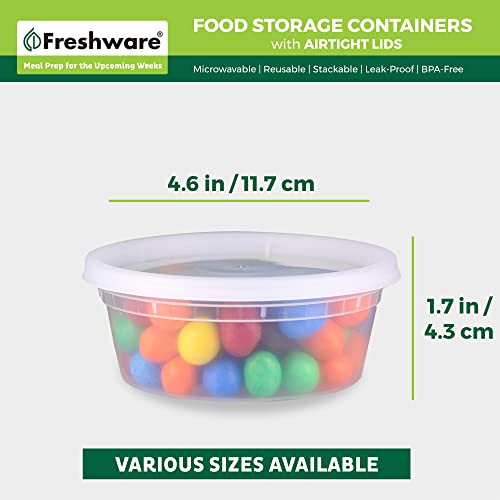 Freshware Food Storage Containers [240 Set] 8 oz Plastic Deli Containers with Lids, Slime, Soup, Meal Prep Containers, BPA Free, Stackable, Leakproof, Microwave, Dishwasher and Freezer Safe - size: 8 oz, 240 Set