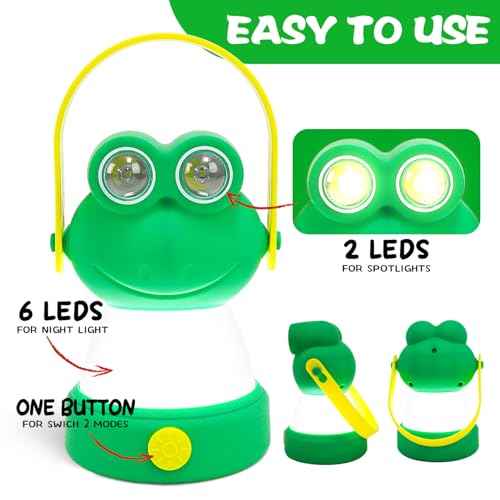 Outdoor Equipment LED Camping Lantern & Headlamp Set for Kids, Battery Powered Night Light, Theme Gift for Children's Day, Birthday, Lightweight Tent Lamp for Children (Frog Set)