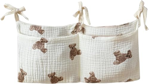 Bedside hanging bag for storing baby milk bottles and blankets - Baby diaper folding bed organizer bag - Gray - color: grey