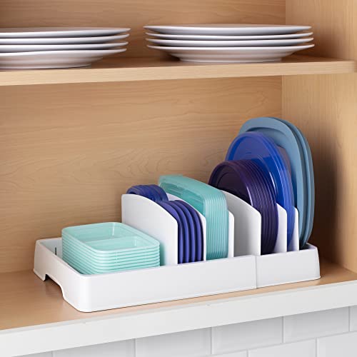 YouCopia StoraLid Food Container Lid Organizer, Expandable with Tall Dividers, White - size: Expandable Classic