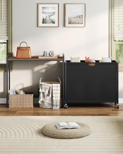 CHOEZON Laundry Sorter, Laundry Hamper with Storage Shelf, Mobile 2-in-1 Basket Organizer, 120 L Rolling Hamper, Large Bags and Movable Wheels, Metal Frame, Rustic Brown and Black TXY01BF