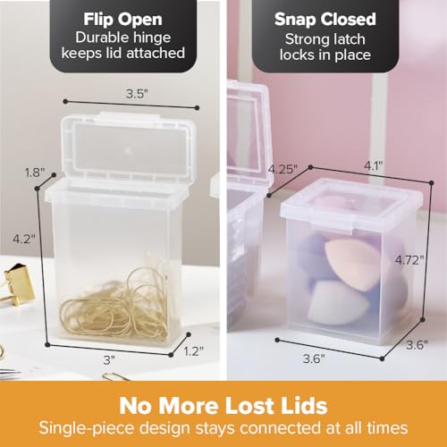 Bostitch Konnect Storage Containers with Lids, Clear Plastic Box, Stackable for Crafts, Home and Office Orginzation, Labels. 3 Piece (1 1.5 Qt Box, 2 0.5 Qt Boxes)