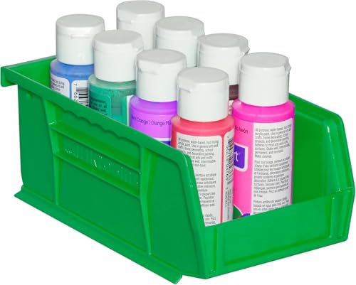 Akro-Mils 30220 AkroBins Plastic Storage Bins, Space-Saving Stackable Bins for Garage, Pantry, Craft Organization, 7" x 4" x 3", Green, 24-Pack - color: Green