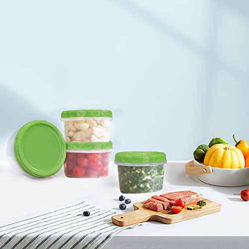 Jucaifu 8 Pack 8 Ounce reuseable small plastic freezer storage container jars with screw lid for food snacks lunch Green - color: Green(8PCS)