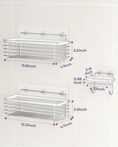 ODesign Shower Caddy 3 Pack SUS304 Stainless Steel-No Drilling-Shower Bathroom Shelves Rack,Rustproof Wall Mounted,Adhesive Shower Shelf Basket Organizer-Silver - color: Silver