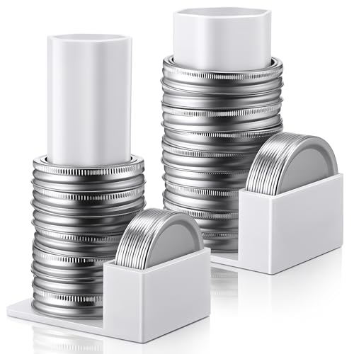 Feekoon Mason Jar Lid Organizer & Holder 2 Pack, Lid Storage Organizer for Regular & Wide Mouth, Removable Sleeve Design Holds 20 Lids & 20 Rings, Mason Jar Accessories for Kitchen Cabinet Storage