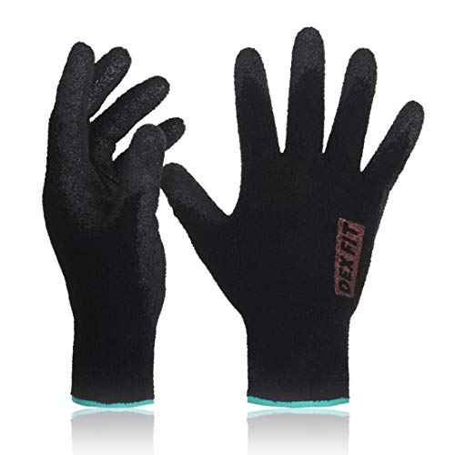 DEX FIT Work Gloves for Cold Weather NR450 - Warm Fleece, Firm Nitrile Coated Grip, Lightweight & Flexible, Ideal for Outdoor Winter Work, Men and Women, Machine Washable; Black 7 (S) 3 Pairs