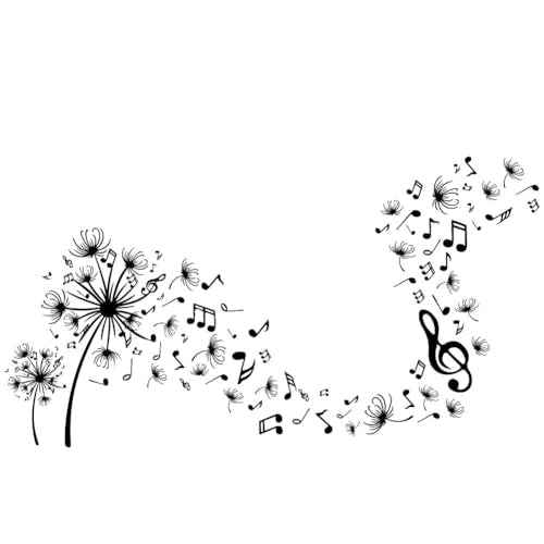 SUPERDANT Dandelion Wall Decal Music Notes Wall Sticker Removable Peel and Stick Waterproof Wall Art Decor Stickers for Kids Baby Classroom Living Room Music Room Bedroom