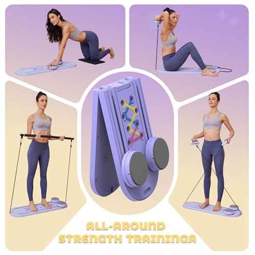 Pilates Board,7 in 1 Multifunctional Pilates Reformer Machine with Battery, Portable and Foldable Pilates Board Unisex Pilates Core Workout Equipment for Home Office Use