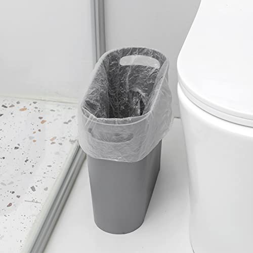 rejomiik Small Trash Can, 3.5 Gallon Slim Garbage Can Plastic Waste Basket with Handles Container Bin for Narrow Spaces Bathroom, Bedroom, Kitchen, Office at Home, Grey - color: Grey, size: 1 pack