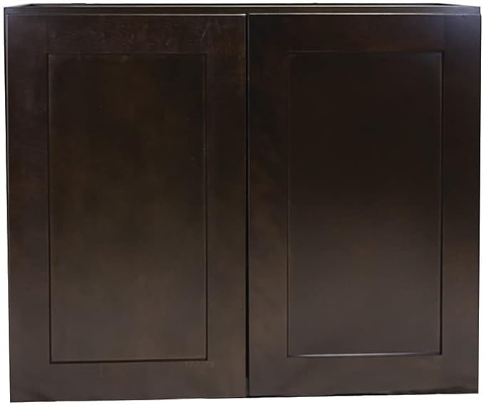 Design House Brookings Shaker Fully Assembled Wall Kitchen Cabinet W2436, 24 W x 12 D x 36 H, Brown, Solid Wood, Design House, 569004