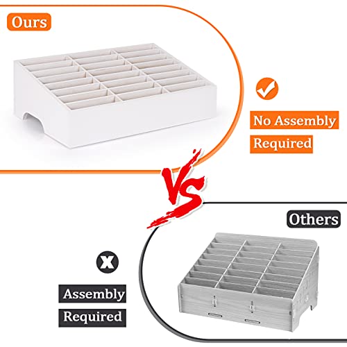24-Grid Wooden Cell Phone Holder Desktop Organizer Storage Box for Classroom Office (White 24-Grid) - size: White 24-Grid