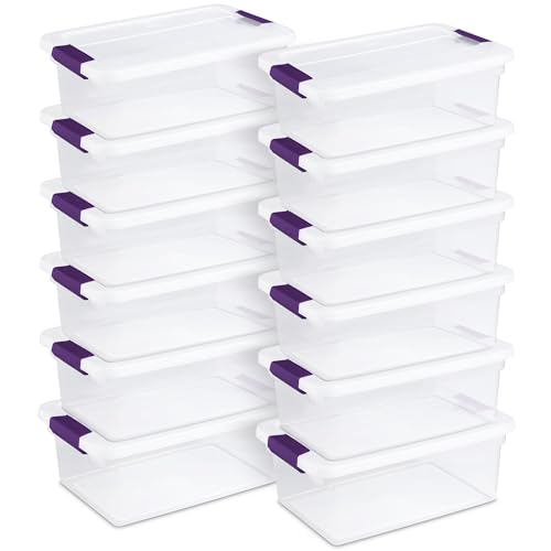 Sterilite 12-Pack ClearView Latch Box, Stackable Organizer Bins with Lids, 15 Quart - Clear Plastic Organization Containers for Closet, Bedroom, Shelving Units and Home or Office Storage - size: 12 Pack, style: 15 Quart