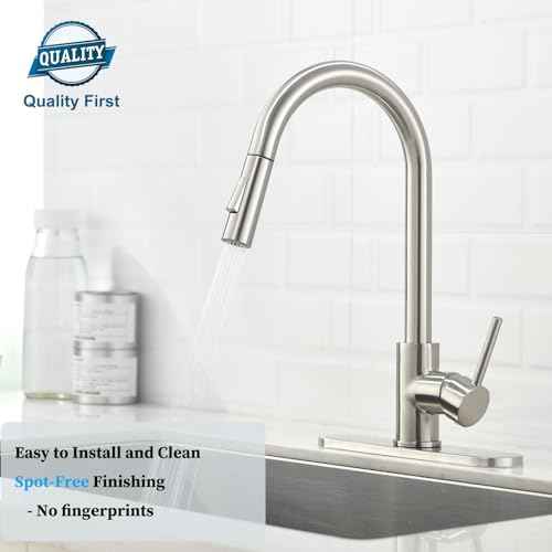 Havin Brushed Nickel Kitchen Faucet with Pull Down Sprayer, High Arc Stainless Steel Material, with cUPC Ceramic Cartridge,Fit for 1 or 3 Holes Kitchen Sink or Laundry Sink or bar Sink Faucet