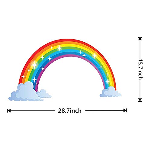 Rainbow Wall Decals wich Clouds, Peel and Stick Removable Wall Stickers for Kids Nursery Bedroom Living Room,Wall Decor 28.7 x15.7inch