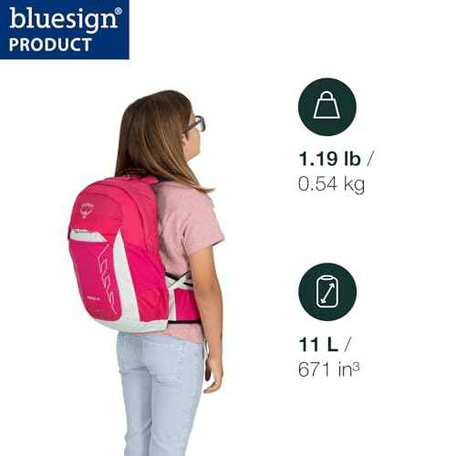 Osprey Tempest Jr Girl's Lightweight Hiking Backpack - Kids Adventure Backpack for Travel & Camping, Tidal/Seafoam
