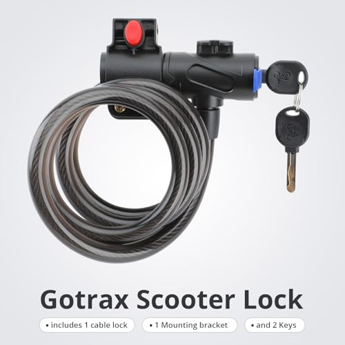 Gotrax LockGuard Scooter Locks, 4 Feet Bike Locks Cable, Heavy Duty Anti Theft Bicycle Lock with Mounting Bracket and 2 Keys, Cable Lock Suitable for Scooters and Bikes (Key Lock)