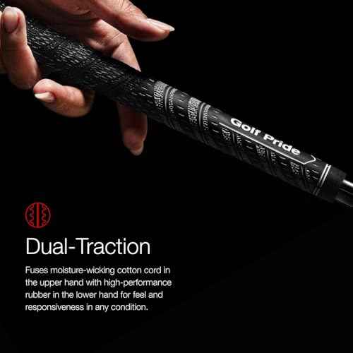 Golf Pride MCC Golf Club Grip - All-Weather Hybrid Grip - Brushed Cotton Cord & Pebbled Texture - Moisture-Wicking Technology - Red