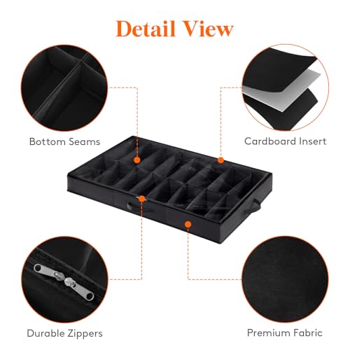 Lifewit Under Bed Shoe Storage Organizer 4 Pack(16 Shoes Cells), 4.3 Inches Profile Fabric Shoes Container Box with Clear Cover, Foldable Storage Bag with 2 Handles, Fits 32 to 64 Pairs - style: 16 Shoes Cells