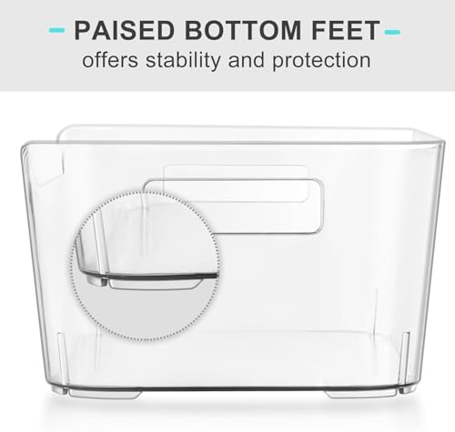 Heyuzb 8 Pack Plastic Organizer Bins and 20 Pcs Freezer Bags Multi-Use Pantry Organizers and Storage Clear Storage Bins for Organizing Kitchen, Fridge, Cabinet and Shelf - size: 8 Pack