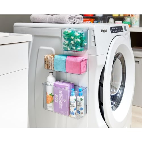 iDesign Magnetic Large Clear Plastic Organizer Bins for Laundry Room Storage - size: Large, style: Pack of 1