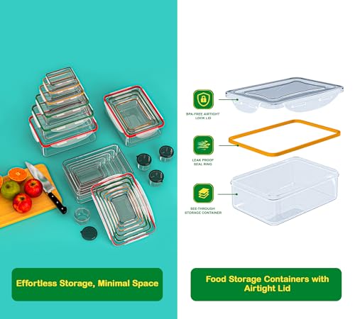 70 Pcs Large Food Storage Containers with Lids Airtight-2500ML to Small Box,Total 22812 ML Stackable Kitchen Bowls Set(35 Containers,35 Lids)-BPA Free Leak proof Plastic Boxes-Microwave safe - color: 70Pcs