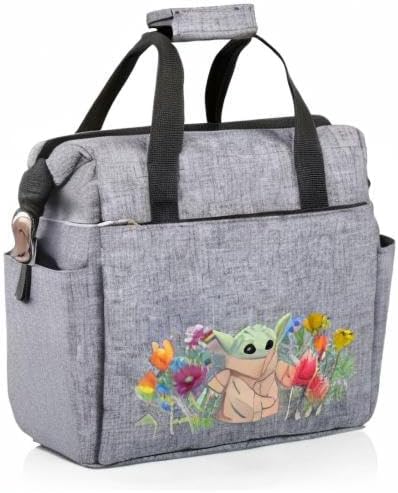 PICNIC TIME Star Wars Mandalorian Grogu On The Go Lunch Bag, Soft Cooler Lunch Box, Insulated Lunch Tote, Leak-Resistant Work Lunchbox, Reusable Thermal Cooler Bag, (Heathered Gray)