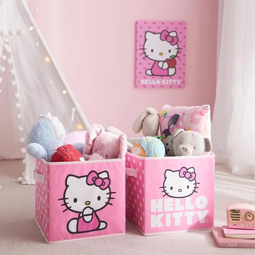 Hello Kitty Set of 2 Durable Storage Cubes with Handles, 10"x10"x10" Cubes - color: Hello Kitty