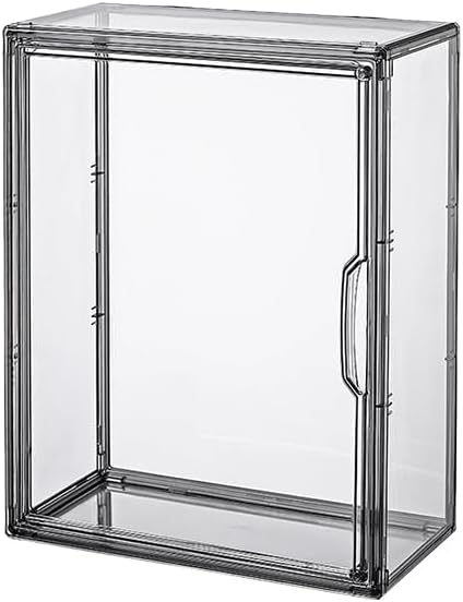 2PACK 3 Tiers Acrylic Display Case with 2 Division Boards, Acrylic Storage Organizers Box with Magnetic Door, Wall-Mounted Dustproof Showcase for Makeups, Purses, Figure