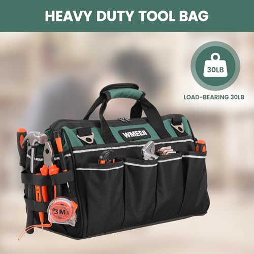 17 in Heavy Duty Tool Bag, 24-Pocket Empty Portable Tool Bags,1680D Thickened Oxford Cloth Tool Bag Organizer,Soft Handle Large Zipper Toolbag for HVAC Craftsman Contractor Carpenter