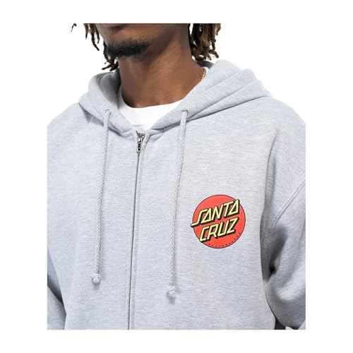 SANTA CRUZ Classic Dot Zip Hooded Heavyweight Sweatshirt Grey Hthr Med Mens