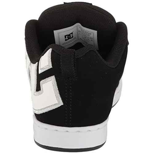 DC Women's Court Graffik Casual Low Top Skate Shoe, Black/White Stencil, 8.5