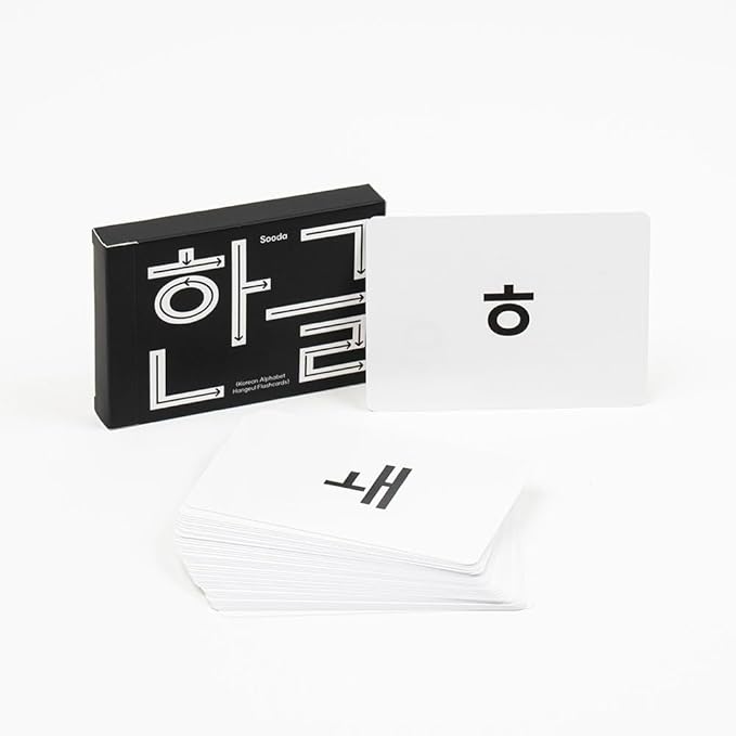Korean Alphabet Flashcards with 195 Example Words – Hangul Learning Cards for Beginners & Teachers, Audio Files and Hangul Chart | Korean Stationery Gift