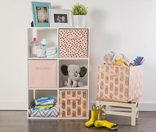 DII Non Woven Polyester Storage Bin, Polka Dot, Pink & Gold, Small Set of 2 - color: Pink & Gold, size: Small Set of 2, 11x11x11" Cube