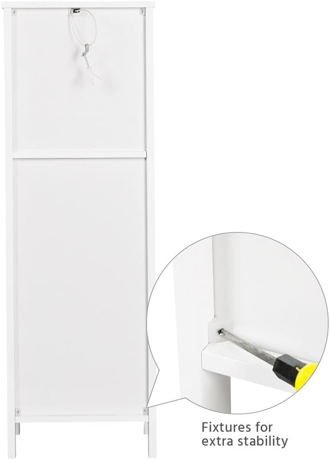 Yaheetech Bathroom Floor Cabinet, Wooden Storage Cabinet with 2 Drawers, Multifunctional Side Organizer Rack Stand Table, White