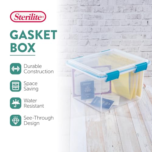 Sterilite 16-Pack Gasket Box, Weather-Resistant Storage Bins with Latching Lids, 32 Quart - Heavy-Duty Organizing Containers for Closet, Bathroom, and Office - size: 32 Quart, style: 16 Pack