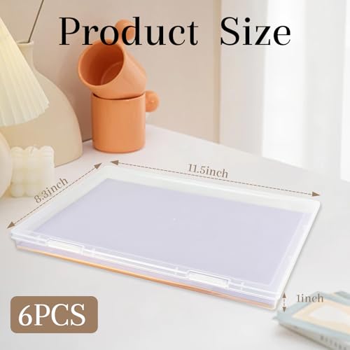 6 Pack 8x10 Photo Storage Boxes, Clear Plastic Organizer Bins for Scrapbook Paper, Crafts, Cards, and Photos
