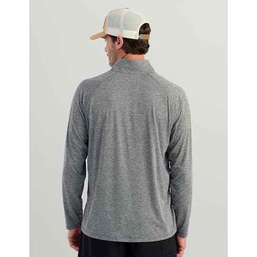 HUK Mens Airweight 1/4 Zip, Lightweight Performance Long Sleeve Pullover with UPF Sun Protection, Volcanic Ash Heather, 3X-Large