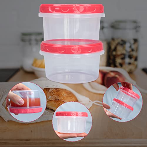 Jucaifu 8 Pack 8 Ounce reuseable small plastic freezer storage container jars with screw lid for food snacks lunch Red - color: Red(8PCS)